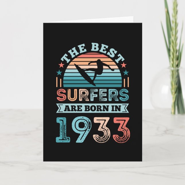 Surfer geboren 1933 90. Geburtstag Surfgeschenk Karte (Vorderseite)