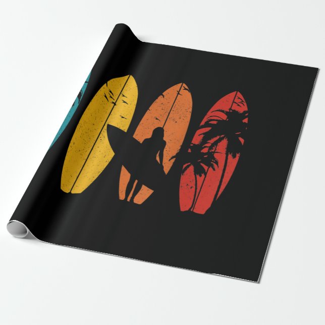 Surfer Geschenk Vintag Surfbrett Strand Geschenkpapier (Ungerollt)