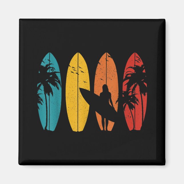 Surfer Geschenk Vintag Surfbrett Strand Magnet (Vorne)