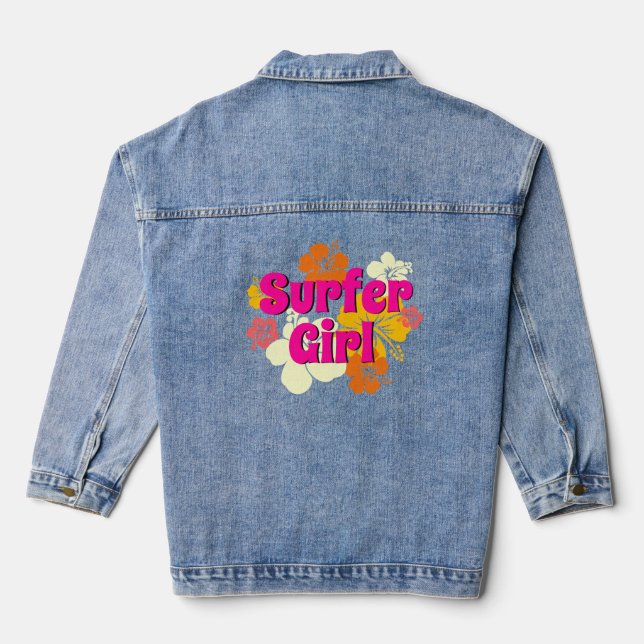 Surfer Girl-Blume Jeansjacke (Rückseite)