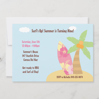 Surfer Girl Geburtstagsparty Einladung