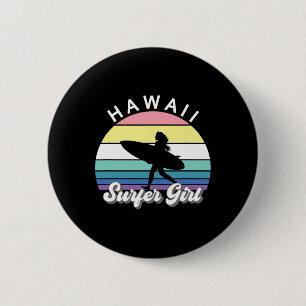 Surfer Girl Hawaii Vintage Hawaiian Surfen Surf B Button