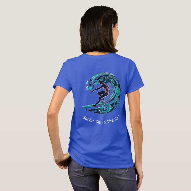 Surfer Girl in der Kurve T-Shirt (Schwarz voll)
