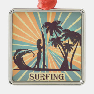 Surfer Girl Ornament Aus Metall