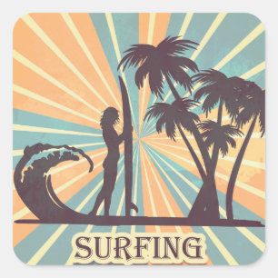 Surfer Girl Quadratischer Aufkleber