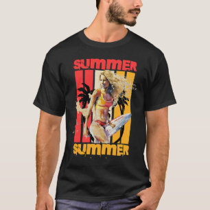 Surfer Girl Retro Sommer T-Shirt