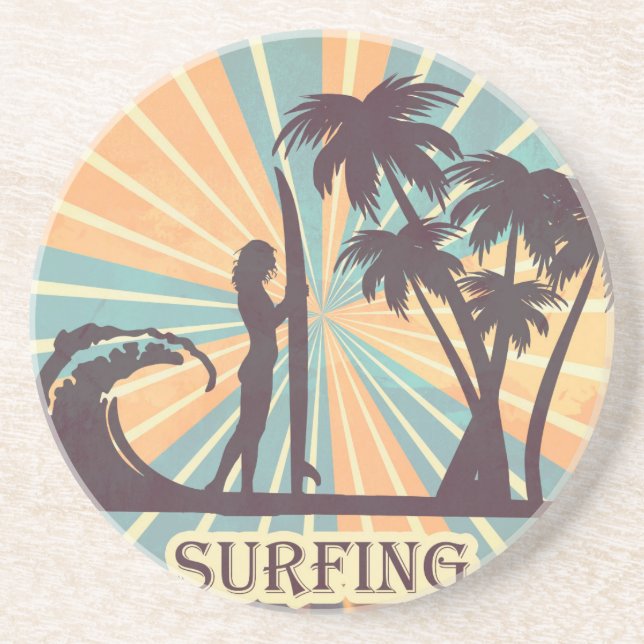 Surfer Girl Sandstone Untersetzer (Vorne)