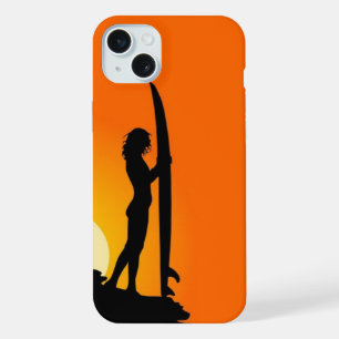 Surfer Girl Sonnenuntergang iPhone 15 Plus Hülle