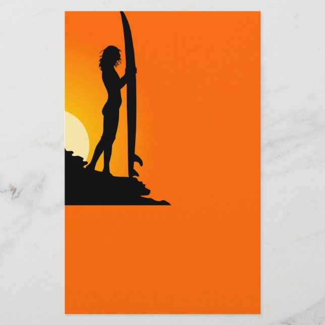 Surfer Girl Stationery Briefpapier (Vorderseite)