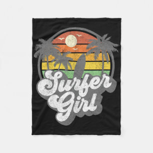 Surfer Girl Strand Retro 70er Jahre Vintage Surfen Fleecedecke
