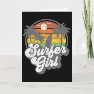 Surfer Girl Strand Retro 70er Jahre Vintage Surfen Karte