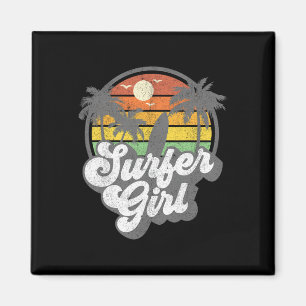 Surfer Girl Strand Retro 70er Jahre Vintage Surfen Magnet