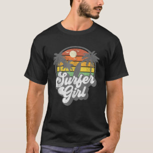 Surfer Girl Strand Retro 70er Jahre Vintage Surfen T-Shirt