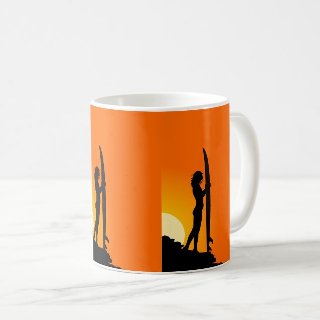 Surfer Girl Sunset Dreamscape Kaffeetasse (VorderseiteRechts)