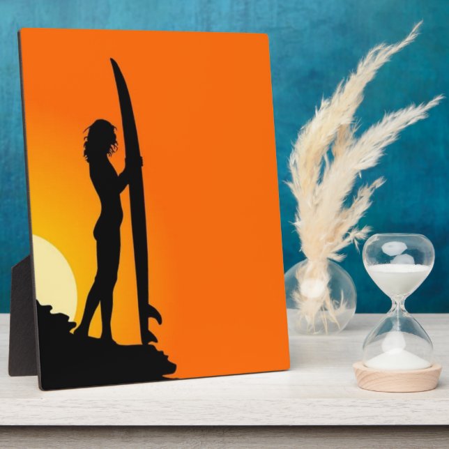 Surfer Girl Sunset Fotoplatte (Seite)