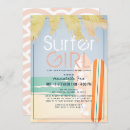 Surfer Girl Surfboards Beach Drive by Baby Shower Einladung
