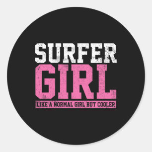Surfer Girl Surfen Geschenk Runder Aufkleber
