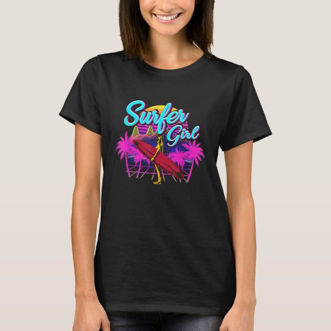 Surfer Girl surfing Frauen Surfboard Geschenk T-Shirt (Vorderseite)