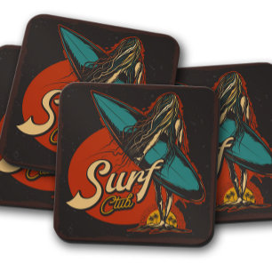 Surfer Girl Untersetzer Set Fun Surfer Untersetz
