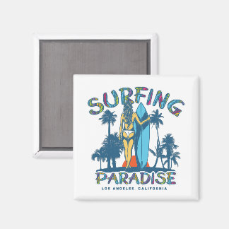 Surfer Girl Vintag California Magnet
