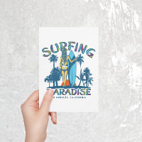 Surfer Girl Vintag California Postkarte