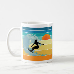 Surfer Girl Vintage Sonnenuntergang Kaffeetasse