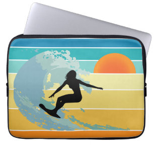 Surfer Girl Vintage Sonnenuntergang Laptopschutzhülle