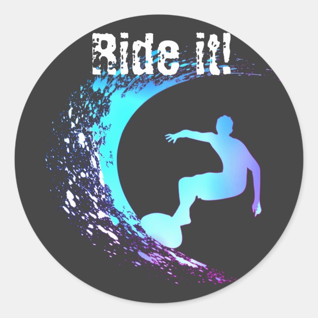 Surfer Graffiti Style Runder Aufkleber (Vorderseite)