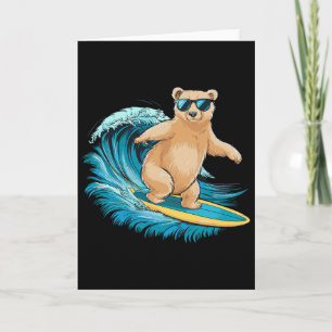 Surfer Grizzlybär Strand Sommer Surfbrett Surfen Karte