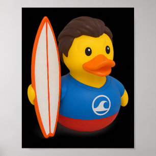 Surfer-Gummiente mit Surfbrett Männer Frauen Kind Poster