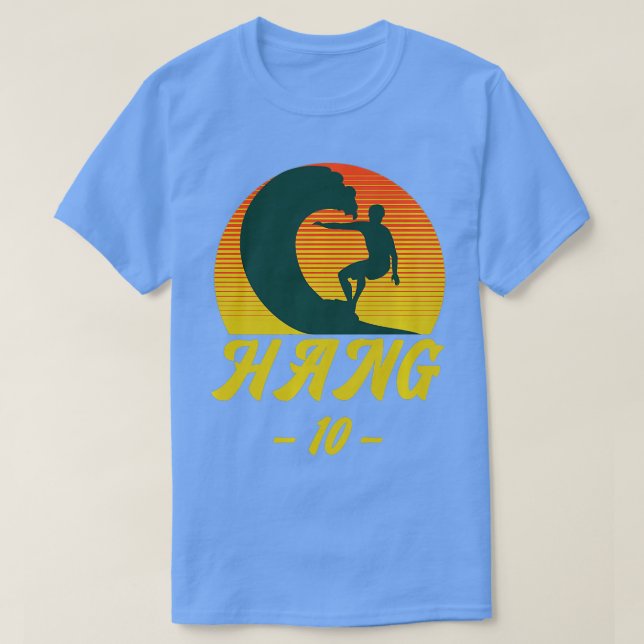 Surfer Hang 10 Surf Design T-Shirt (Design vorne)