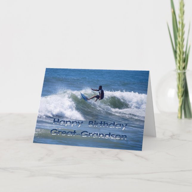 Surfer Happy Birthday Great Grandson Karte (Vorderseite)