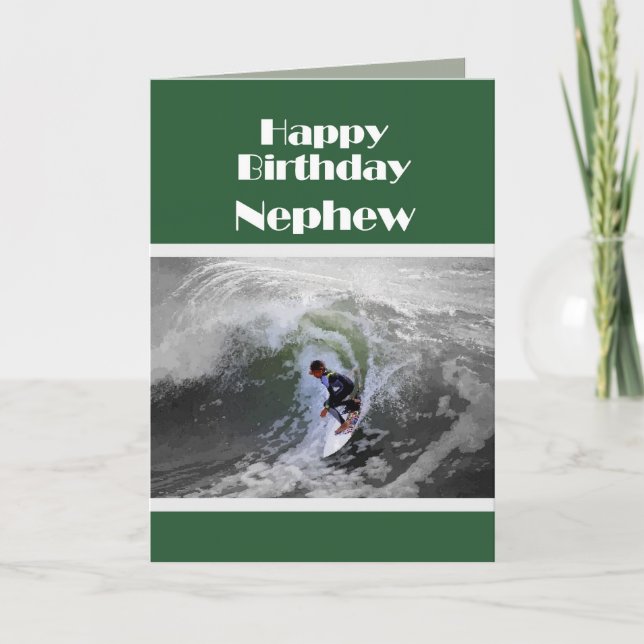 Surfer Happy Birthday Nephew Card Karte (Vorderseite)