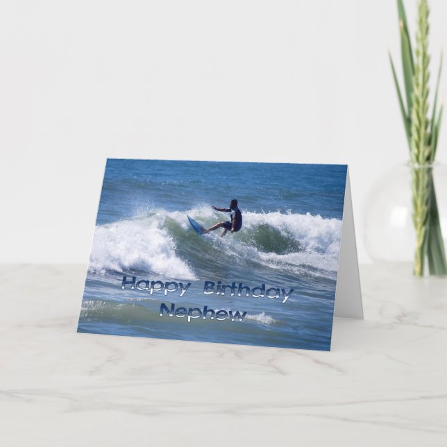 Surfer Happy Birthday Nephew Karte (Vorderseite)