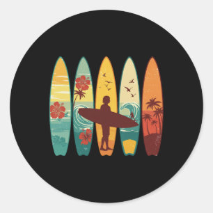 Surfer Hawaii Welle Surfen Surfboard Liebhaber Runder Aufkleber