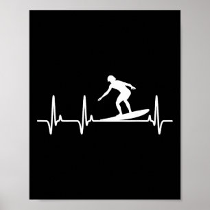 Surfer-Herzschlag Surfer-Liebhaber Surfbrett Surfe Poster