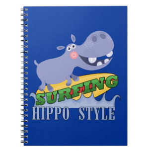 Surfer Hippopotamus Notizblock