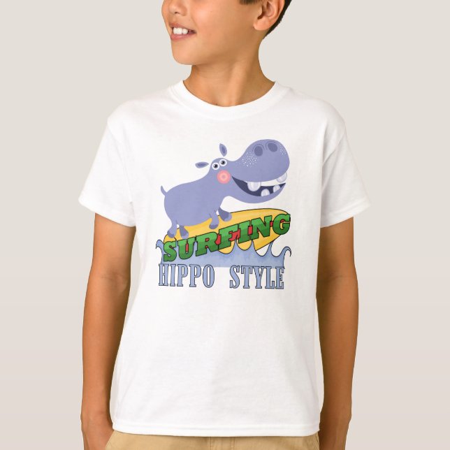 Surfer Hippopotamus T-Shirt (Vorderseite)