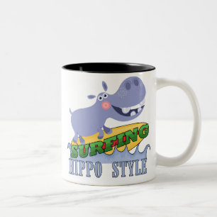 Surfer Hippopotamus Zweifarbige Tasse