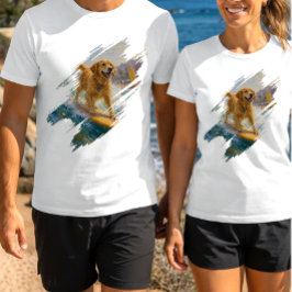 Surfer-Hund Golden Retriever Pinselstrich T-Shirt
