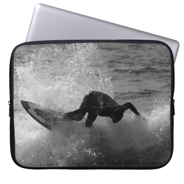 Surfer in Schwarzweiss Laptopschutzhülle (Vorderseite)