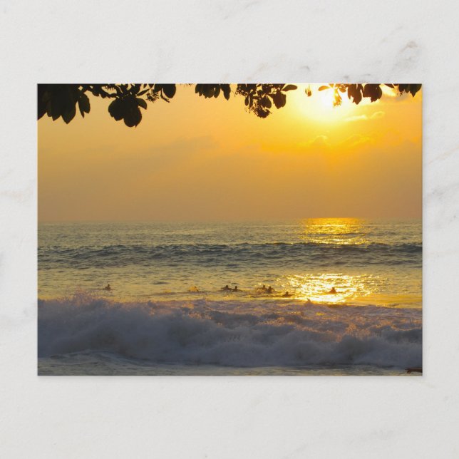 Surfer in Sunshine Reflections bei Sonnenuntergang Postkarte (Vorderseite)