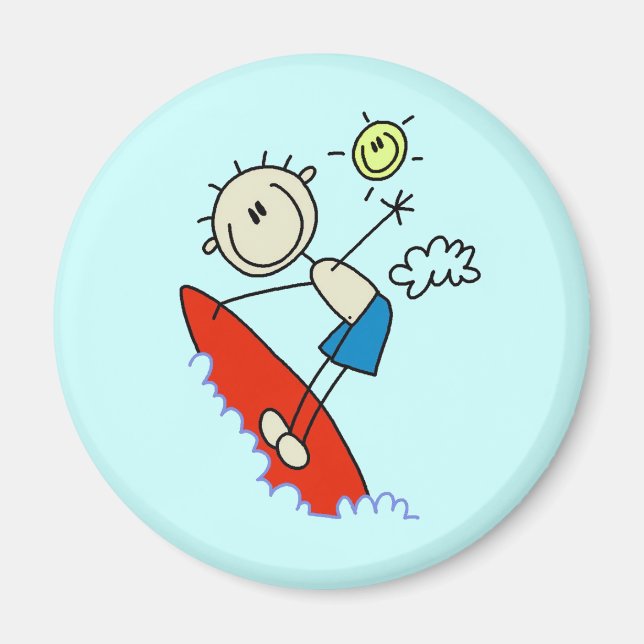 Surfer-Junge-Stickfigur Magnet (Vorne)