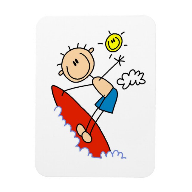 Surfer-Junge-Stickfigur Magnet (Vertikal)