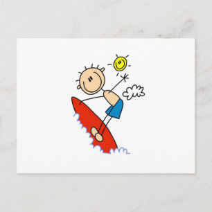 Surfer-Junge-Stickfigur Postkarte