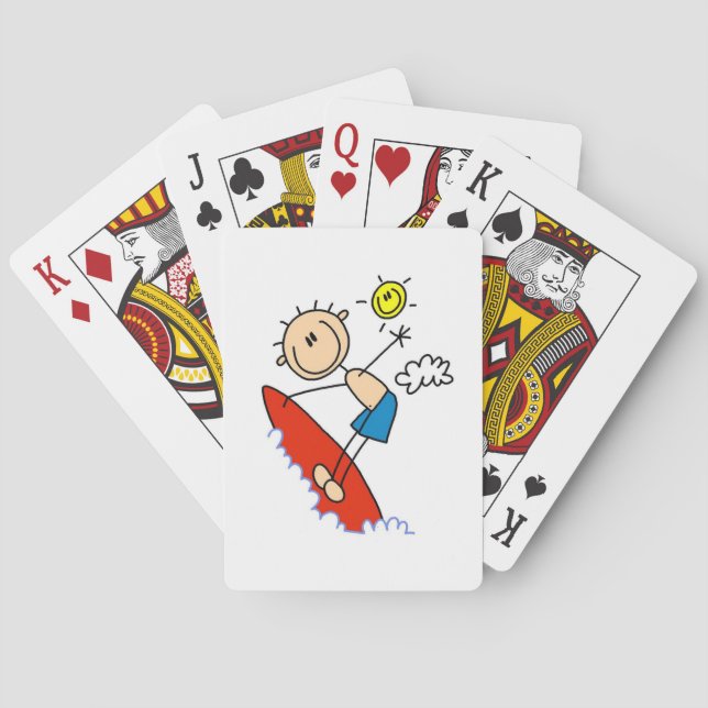 Surfer-Junge-Stickfigur Spielkarten (Rückseite)