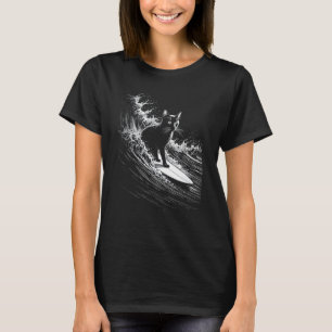 Surfer Katze - Lustige Katze surft auf einer Welle T-Shirt