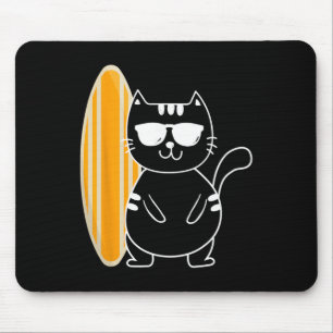 Surfer-Katze - Surfen Surfbrett Strand Ozeanwellen Mousepad