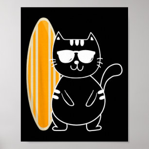 Surfer Katze - Surfen Surfbrett Strand Ozeanwellen Poster