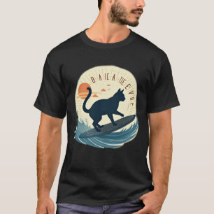 Surfer-Katzen-Silhouette Abstract Retro-Strand-Wel T-Shirt